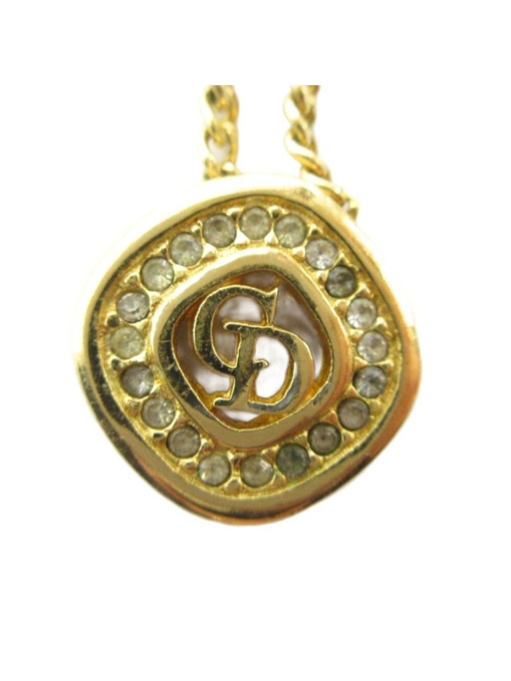 Dior Pendant Logo Rhinestone Gold - Picture 1 of 6